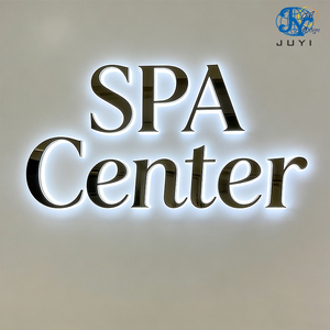 Letrero para Edificio con Logotipo Personalizado, Letras 3D <span class=keywords><strong>de</strong></span> Metal Acrílico Doradas para Interiores, Letrero Publicitario Exterior con Retroiluminación LED - Product Image 3