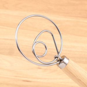Nouveau stock – Batteur simple/double cercle de 13 pouces en chêne et métal pour œufs et pâte – Outils de pâtisserie et de boulangerie - Product Image 1