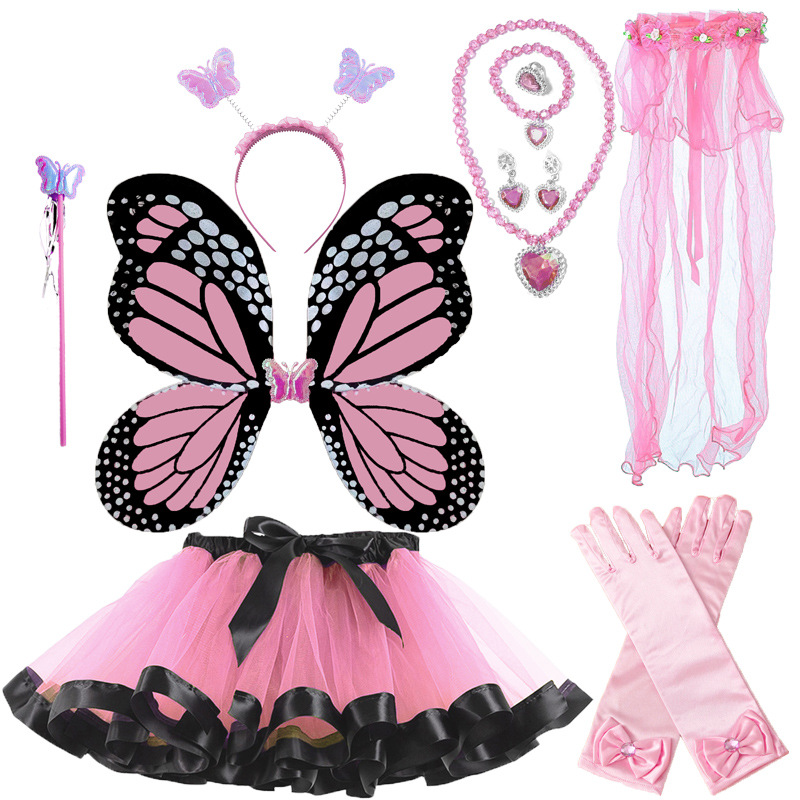 Wholesale Princess Children Girls Fairy Costume Dress up Halloween Party  with Butterfly Wings Tutu Wand and Accessories Set| Alibaba.com