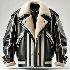 Style personnalisé & Design hommes coupe ample en cuir PU à manches longues sortie Bomber veste hommes homme manteau Faux cuir Biker Cardigan - Product Image 5