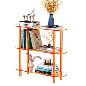 Libreria in Acrilico Traslucido Arancione, Scaffale Angolare Autoportante per Soggiorno, Camera da Letto e Bagno - Product Image 6