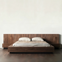 Lit bas tatami moderne en bois massif avec rangement, lit simple en chêne blanc, sur mesure en bois de noyer noir d'Amérique du Nord