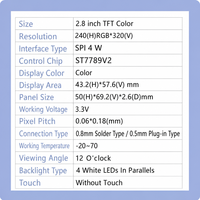 Professionelles 2,8 Zoll TFT LCD Display-Modul 240x320 QVGA Bildschirm für Industrielle Handheld-Terminal-Projekte