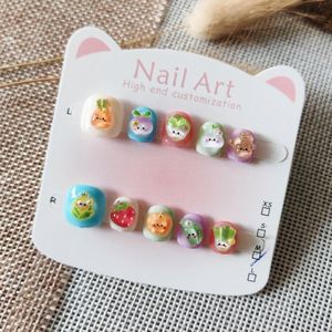 10 Uds. <span class=keywords><strong>Uñas</strong></span> <span class=keywords><strong>Postizas</strong></span> <span class=keywords><strong>de</strong></span> ABS 3D con Diseño <span class=keywords><strong>de</strong></span> Fresa y Conejo, Hechas a Mano, Cobertura Completa, <span class=keywords><strong>de</strong></span> Longitud Corta, para Niños, Patrón Cuadrado, <span class=keywords><strong>Uñas</strong></span> Artificiales - Product Image 2