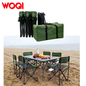 WOQI personnalisé vente en gros directe d'usine <span class=keywords><strong>bleu</strong></span> portable tube en aluminium <span class=keywords><strong>camping</strong></span> en plein air pliant pique-nique <span class=keywords><strong>table</strong></span> et chaises ensembles - Product Image 2