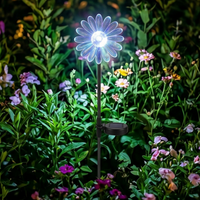 Lampe solaire de jardin en forme de tournesol OEM/ODM avec LED à changement de couleur et pétales en acrylique pour la décoration de chemins et de pelouses extérieurs