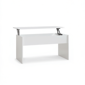 Mesa de Centro de Madera Sintética Blanca D0100HXT7H2 40.2x19.9x20.7, Acabado Brillante, Estilo Moderno y Minimalista para Sala de Estar - Product Image 1