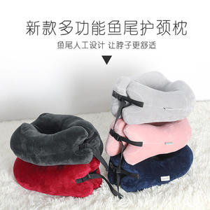 Oreiller de voyage en forme de U Expertor 28x26x14cm en velours, portable, pour voiture, avion, bureau et siestes - Product Image 4