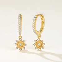 Nagosa Boutique Schmuck Sterling Silber 18 Karat Gold Vermeil Zirkonia Blume baumeln Creolen