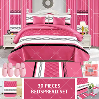 Collection de literie de luxe américaine très vendue, 30 pièces, ensembles de draps et couvre-lit en coton, couvre-lit matelassé assorti à des rideaux