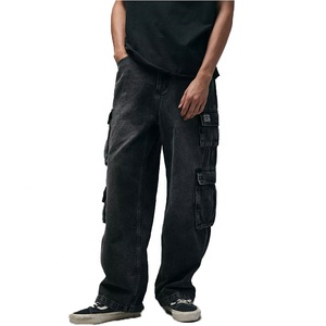 <strong>Custom</strong> <strong>Label</strong> Men's <strong>Jeans</strong> High Quality Washing Retro Multi-practical Large Pocket Cargo Pants Men Street Wide Work <strong>Jeans</strong> - Product Image 2