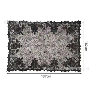 Mantel de Halloween con diseño de telaraña negra, en poliéster estampado, para decoración de fiestas, 137x182cm - Product Image 5