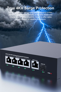 <span class=keywords><strong>Switch</strong></span> <span class=keywords><strong>POE</strong></span> a 4 Porte <span class=keywords><strong>Gigabit</strong></span> 10/100/1000Mbps Porta Elettrica 65 Watt +1*Uplink +1*Porta SFP Progettato per Sistemi di Sicurezza - Product Image 3