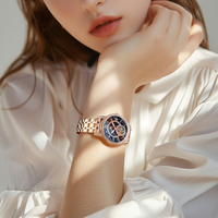 Montre pour femme en acier inoxydable certifiée officielle, nouveau style de niche, entièrement sertie de diamants, automatique, mécanique, à aiguilles lumineuses