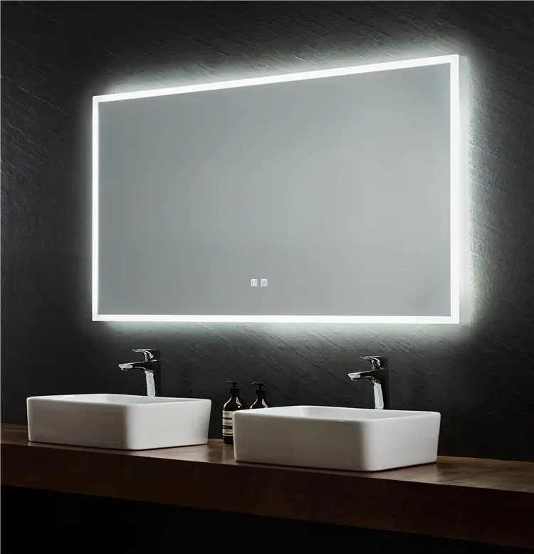 قائم بذاته مضيئة مرايا الحمام الحمام fogless led الذكية مرآة