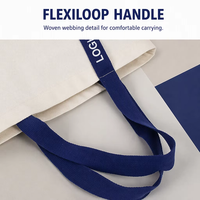 Sac fourre-tout en toile réutilisable et écologique avec logo personnalisé, fermeture éclair, lettres personnalisables, taille flexible, poignée Flexiloop pour le shopping en extérieur