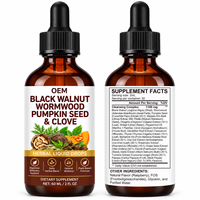 OEM ODM Gouttes liquides à base de plantes d'armoise et de noyer noir, formule personnalisée sous marque privée, vente en gros, soutien digestif quotidien