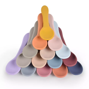 Cuchara y tenedor <span class=keywords><strong>para</strong></span> bebé, venta al por mayor, 100%, grado alimenticio, libre <span class=keywords><strong>de</strong></span> BPA - Product Image 1