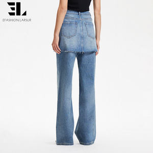 Pantalones Vaqueros Holgados de Lyocell Suave y Ecológico de Fábrica Personalizada LARSUR, Pantalones Vaqueros Desgastados con Lavado Desgastado y Borde Crudo para Mujer - Product Image 5