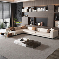 Ensemble de canapés en forme de L pour salon de villa de luxe, meubles sur mesure, canapé modulaire en cuir moderne, canapé d'angle 7 places