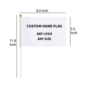 Wholesale 100D Polyester <b>Mini</b> <b>Hand</b> Flag Custom Indoor Outdoor Sublimation Printed Logo - Product Image 6