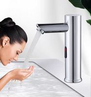 Robinet de lavabo sans contact à capteur, monotrou, en laiton chromé, à fixation sur comptoir, idéal pour l'extérieur et la chambre – Meilleur prix