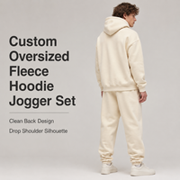 Ensemble jogging IKDEER personnalisé en molleton brossé uni avec logo minimal sur la poitrine, coupe oversize décontractée, unisexe, pour le quotidien