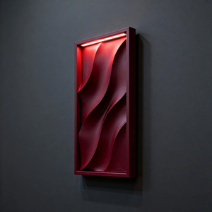 Modern Red Steel Bedroom <b>Wall</b> Lamp Rectangular Wavy Shade LED Dimmable Neutral White 4100K <b>Wall</b>-Mounted Design - Product Image 5