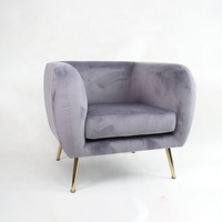 Fauteuil d'appoint en velours multicolore, fauteuil de loisirs en forme de baril avec pieds en métal doré pour salon et chambre, certifié BSCI OEM/ODM