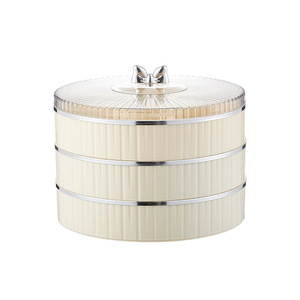 Runde 4-Fach Plastik-Drehbox für Snacks, Süßigkeiten und Trockenfrüchte mit Acryldeckel und Serviertablett für Nüsse - Product Image 1