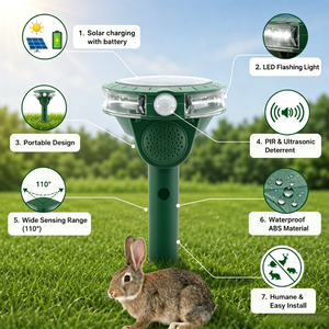 Répulsif Solaire Écologique en ABS Solide avec Détecteur de Mouvement PIR et Son Ultrasonique, Prêt à l'Expédition, Couverture 20-50m pour Garage - Product Image 5