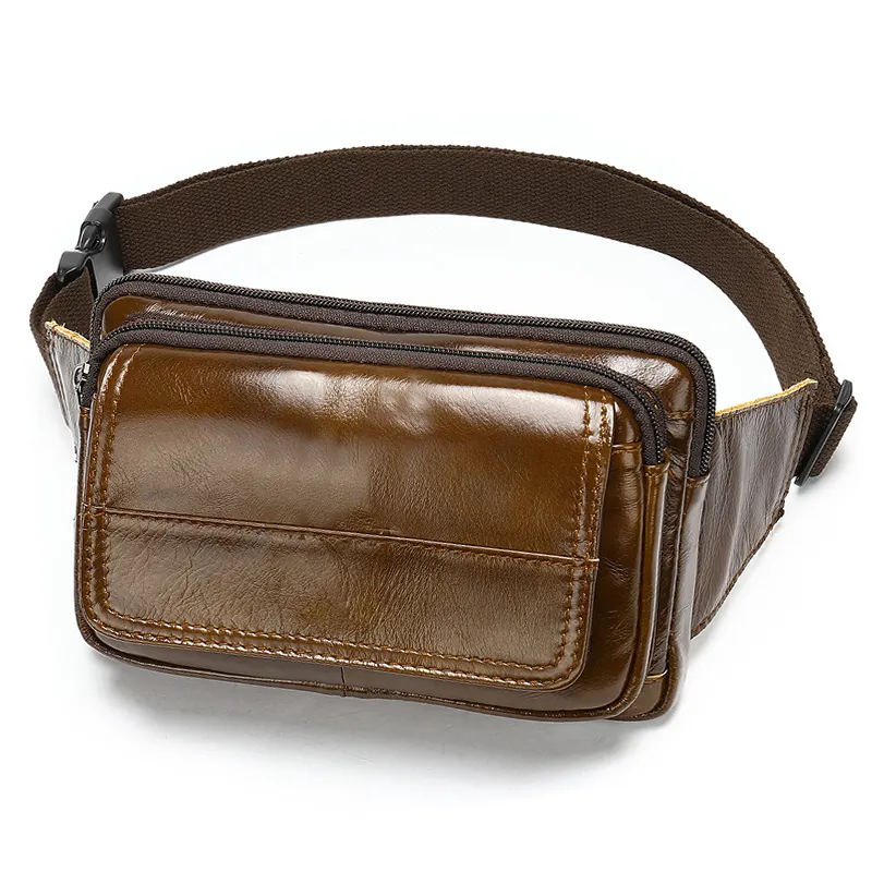 New fashion customized genuine leather running belt fanny pack waist bag for men waist bag