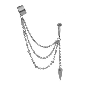 Hot Selling Simple Niche Design Multi-layer <b>Silver</b> Plated <b>Chain</b> Ear Clip Hiphop Style Men's <b>Earrings</b> Trendy Jewelry Wholesale - Product Image 6