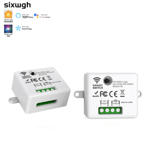 SIXWGH 10A โหลดไวไฟสมาร์ทสวิตช์ รองรับแอปเปิ้ลโฮมคิทใช้งานได้กับอเล็กซา กูเกิล ผู้ช่วย สมาร์ทธิงส์ไม่ต้องใช้ฮับกันน้ำ - Product Image 1