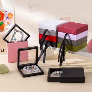 Boîte d'affichage de bijoux en film PE transparent personnalisée, très vendue, pour collier, bracelet de luxe, boîte d'emballage de bijoux noire - Product Image 1