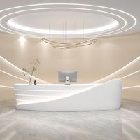 Comptoir de réception en pierre haut de gamme au design moderne blanc et orange