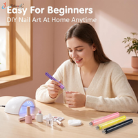 Outils de nail art 5-en-1 pour ongles en acrylique, stylo à points multi-couleurs pour motifs de fleurs en pétales formés d'un seul trait, pour DIY