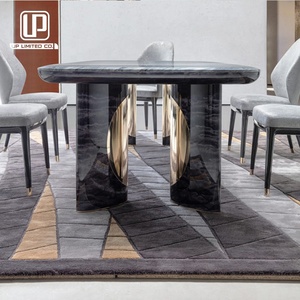 Luxury Family Room Furniture 8 Seater <b>Dining</b> <b>Table</b> with Chairs Rectangular Italian Marble Top <b>Dining</b> Room Sets - Product Image 4