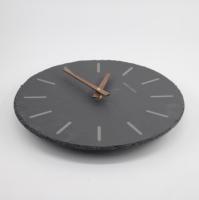 Horloge murale ronde écologique d'usine, en ardoise noire, avec aiguille en bois, horloge de bureau en pierre naturelle, quartz, horloge en ardoise noire Motivity
