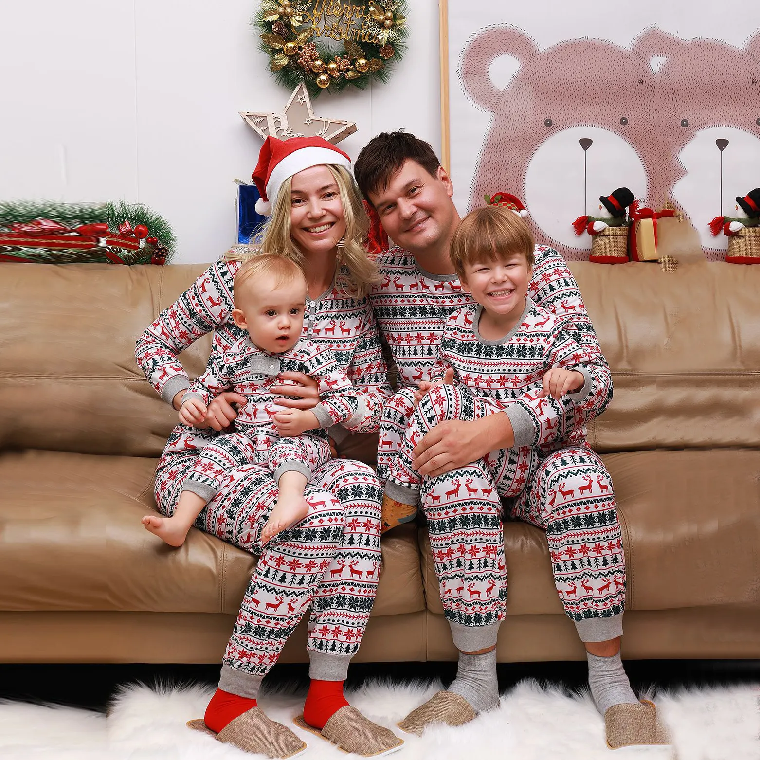 Wholesale bebê crianças pijamas para a família roupas mulheres pai família natal pjs pijamas combinando conjuntos