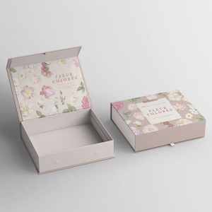 Оптовая продажа роскошная коробка для свадебных приглашений Цветочная упаковочная коробка на заказ розовая картонная фольга 2 мм бумажная Магнитная Подарочная коробка подружки невесты - Product Image 1