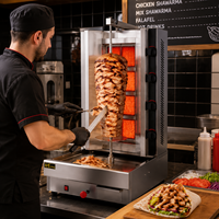 Machine à kebab professionnelle à gaz, de grande capacité, verticale, pour shawarma, doner, gyro, grill, rôtissoire, en acier inoxydable, équipement de restauration