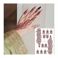Autocollants de tatouage temporaire au henné rouge Henne Tatouage Marron Henné Designs de tatouage Autocollants Femmes
