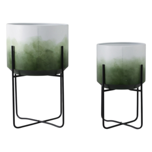 Fioriere in metallo sfumato su supporto, vasi rialzati per piante da interno ed esterno, decorazioni per la casa, soggiorno, giardino, contenitori per piante - Product Image 4