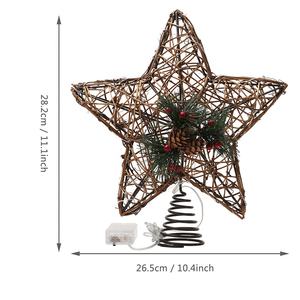 EAGLEGIFTS Ornements de Noël, Noël, Navidad, étoile de Noël en rotin à piles, étoile de Noël en bois, étoile de Noël éclairée par LED, sommet d'arbre - Product Image 2
