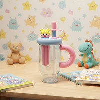 Bouteille d'eau carrée moderne colorée de haute qualité pour enfants, anti-fuite, avec paille, portable, avec cordon de serrage, pour sports de plein air, en plastique