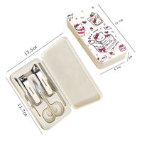 Ensemble de manucure classique en acier inoxydable 4 pièces avec motif de teckel mignon, étui rigide blanc portable, kit de coupe-ongles, logo personnalisé