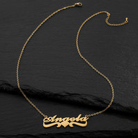 Kalung Manufaktur Logo Custom Anti Karat Tahan Air Stainless Steel Lapis Emas 18k Kalung Nama untuk Wanita