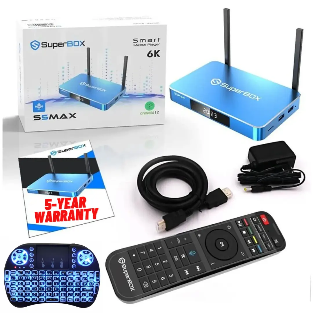 2024 Superbox S5 Max 6K HD Set-Top Box with US Keyboard Backlit Remote optional android tv box vs v2 pro km plus