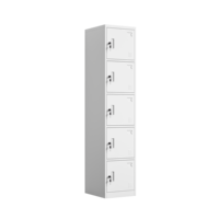 Casier de rangement en acier à 5 niveaux, armoire métallique verrouillable à 5 portes, casier personnel vertical mince pour le personnel de bureau et d'usine